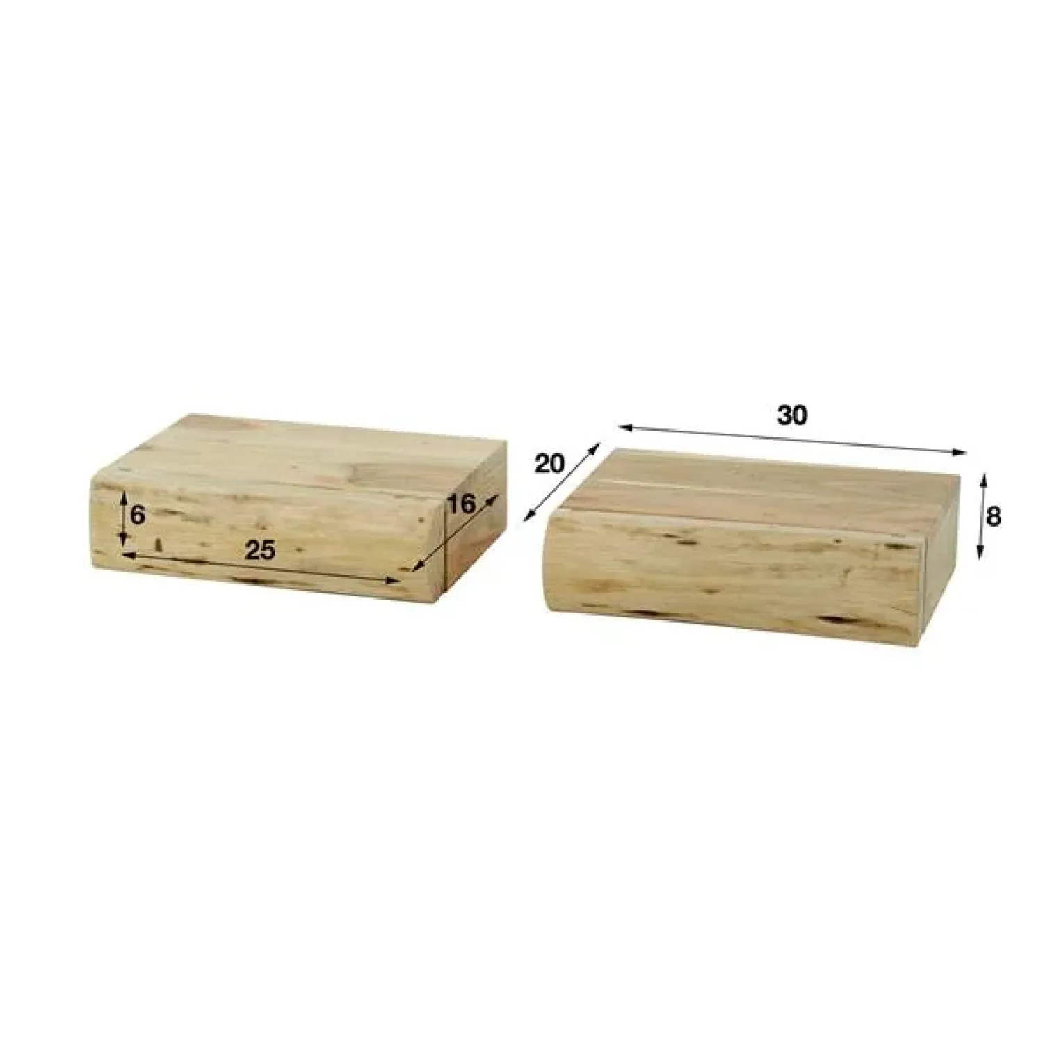 Kalfort Nachtkastjes|Industriele Kasten|Bark houten nachtkastje zwevend set van 2 30cm