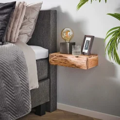Kalfort Nachtkastjes|Industriele Kasten|Bark houten nachtkastje zwevend set van 2 40cm