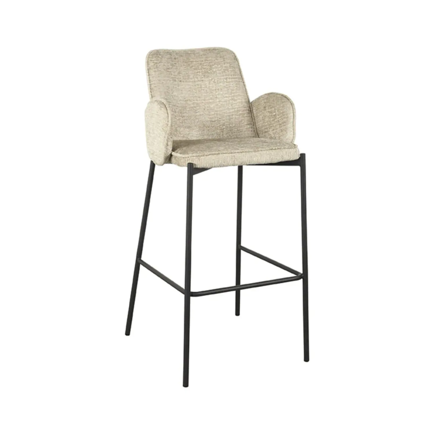 Label51 Barkrukken|Barkruk Joni Beige Fluweel Zithoogte 78cm