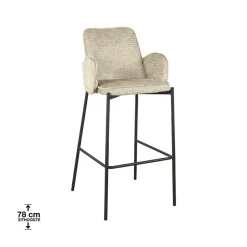 Label51 Barkrukken|Barkruk Joni Beige Fluweel Zithoogte 78cm