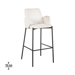 Label51 Barkrukken|Barkruk Joni Beige Fluweel Zithoogte 78cm