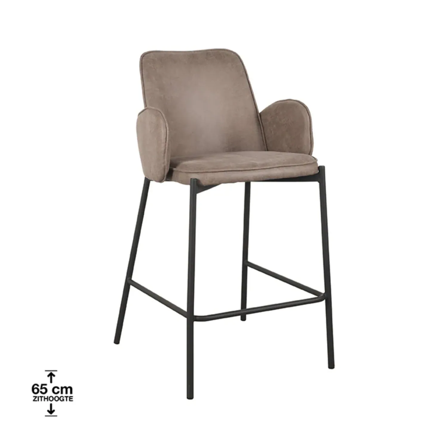Label51 Barkrukken|Barkruk Joni Taupe Micro Suede 51cm