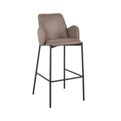 Label51 Barkrukken|Barkruk Joni Taupe Micro Suede Zithoogte 78cm