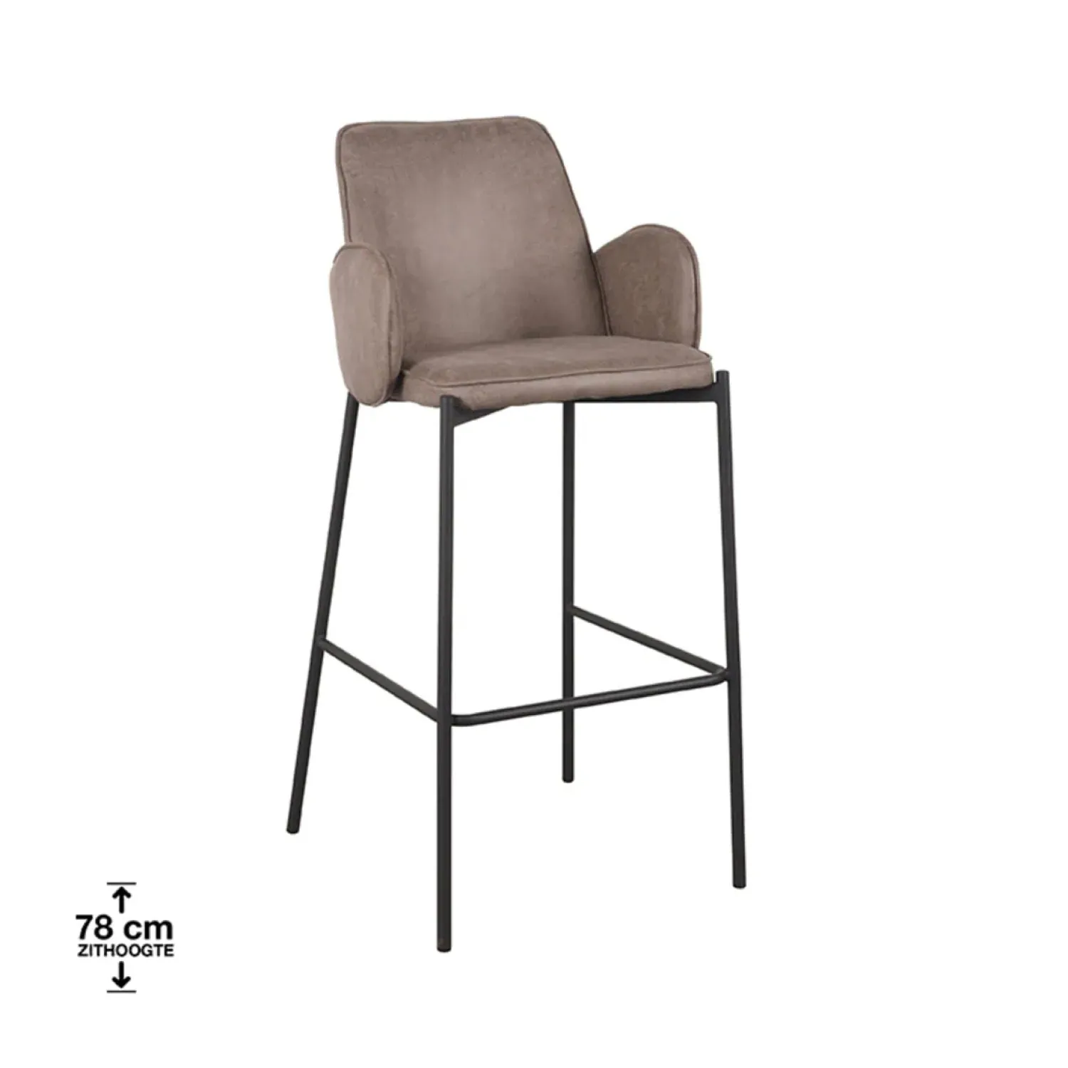 Label51 Barkrukken|Barkruk Joni Taupe Micro Suede Zithoogte 78cm