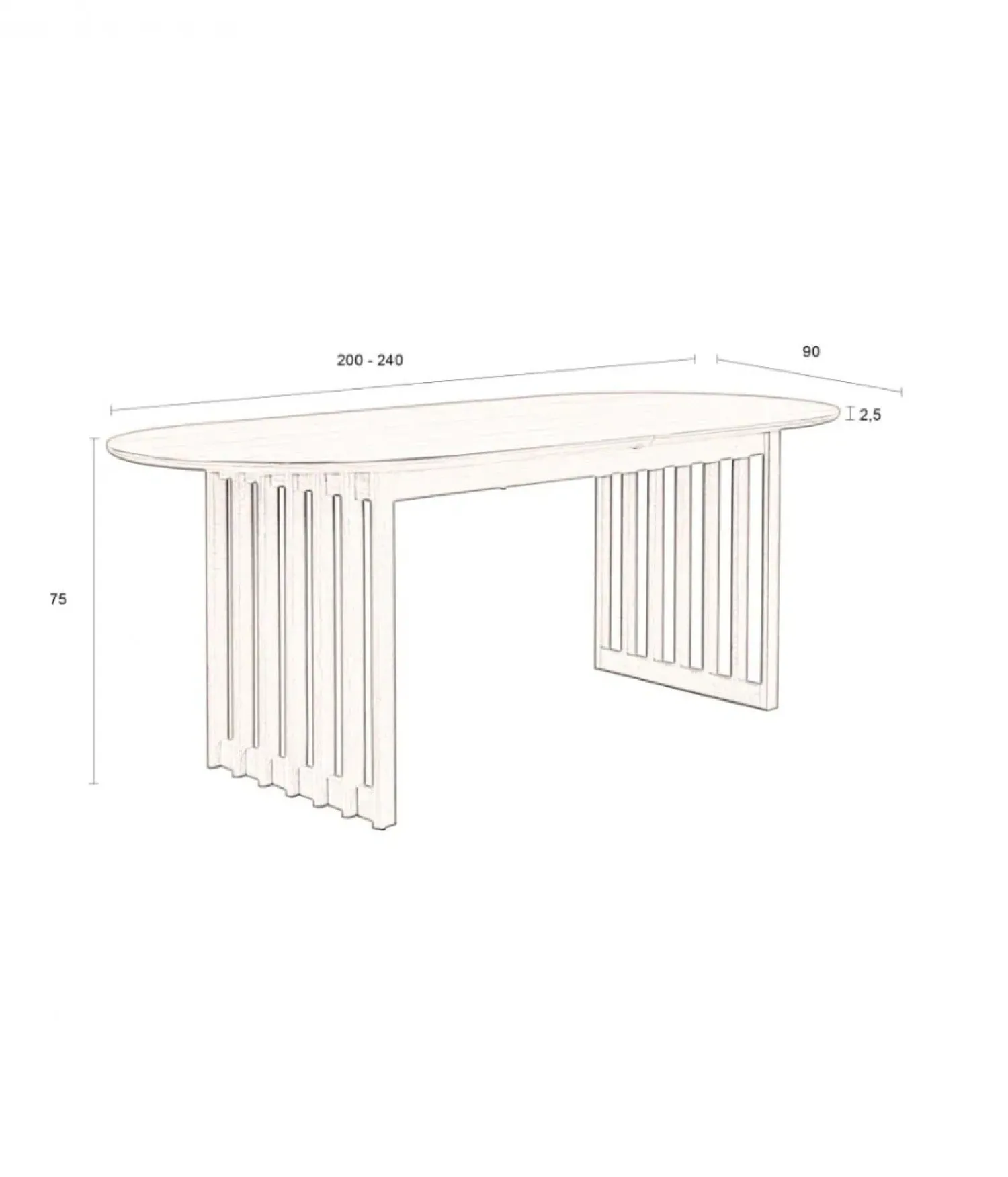 Dutchbone Eettafels|Barlet uitschuifbare Eettafel Walnoot 200cm