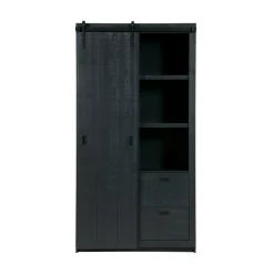 vtwonen Wandkasten|Industriele Kasten|Barn Wandkast Bezaagd Mat Zwart 122cm