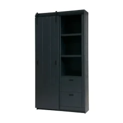vtwonen Wandkasten|Industriele Kasten|Barn Wandkast Bezaagd Mat Zwart 122cm