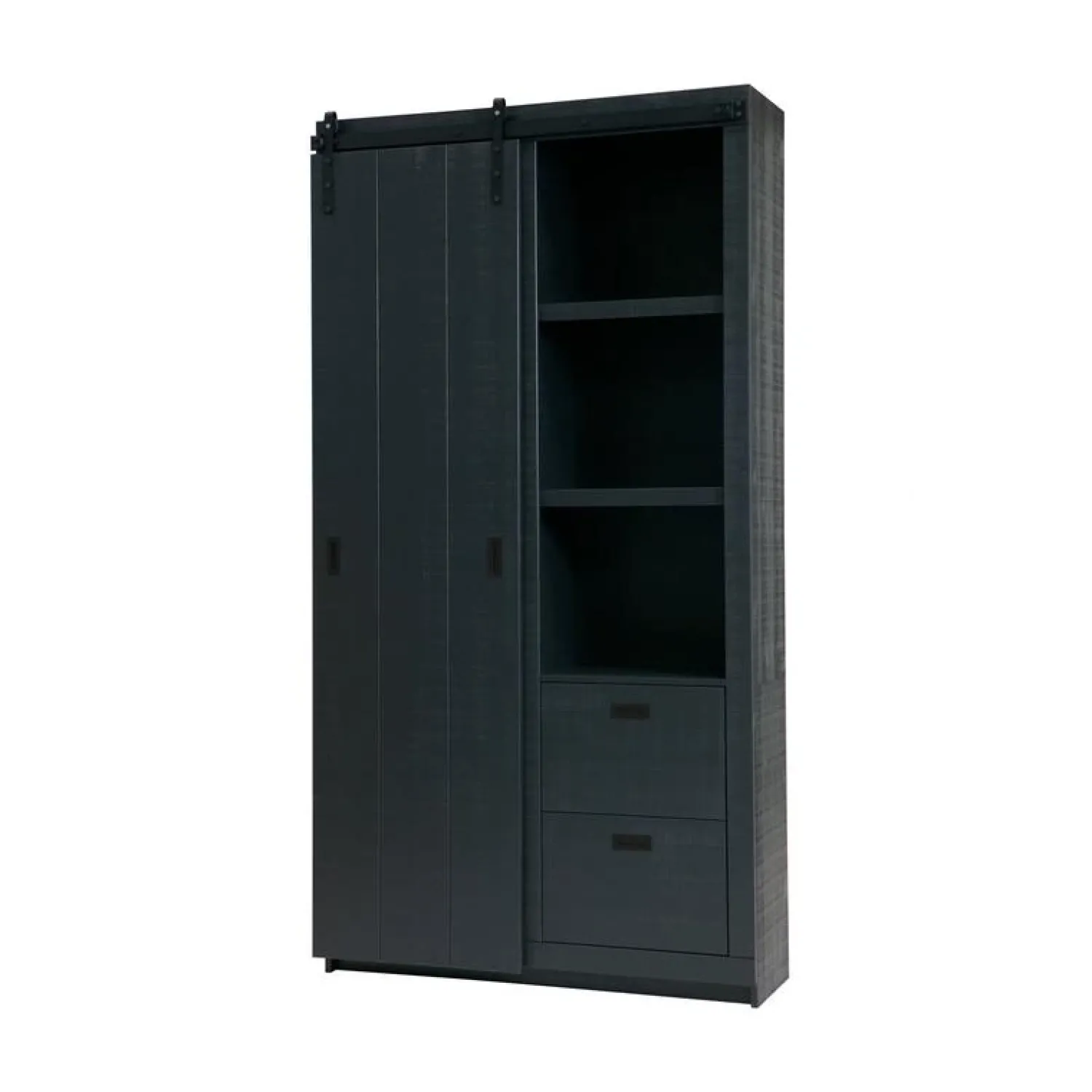 vtwonen Wandkasten|Industriele Kasten|Barn Wandkast Bezaagd Mat Zwart 122cm