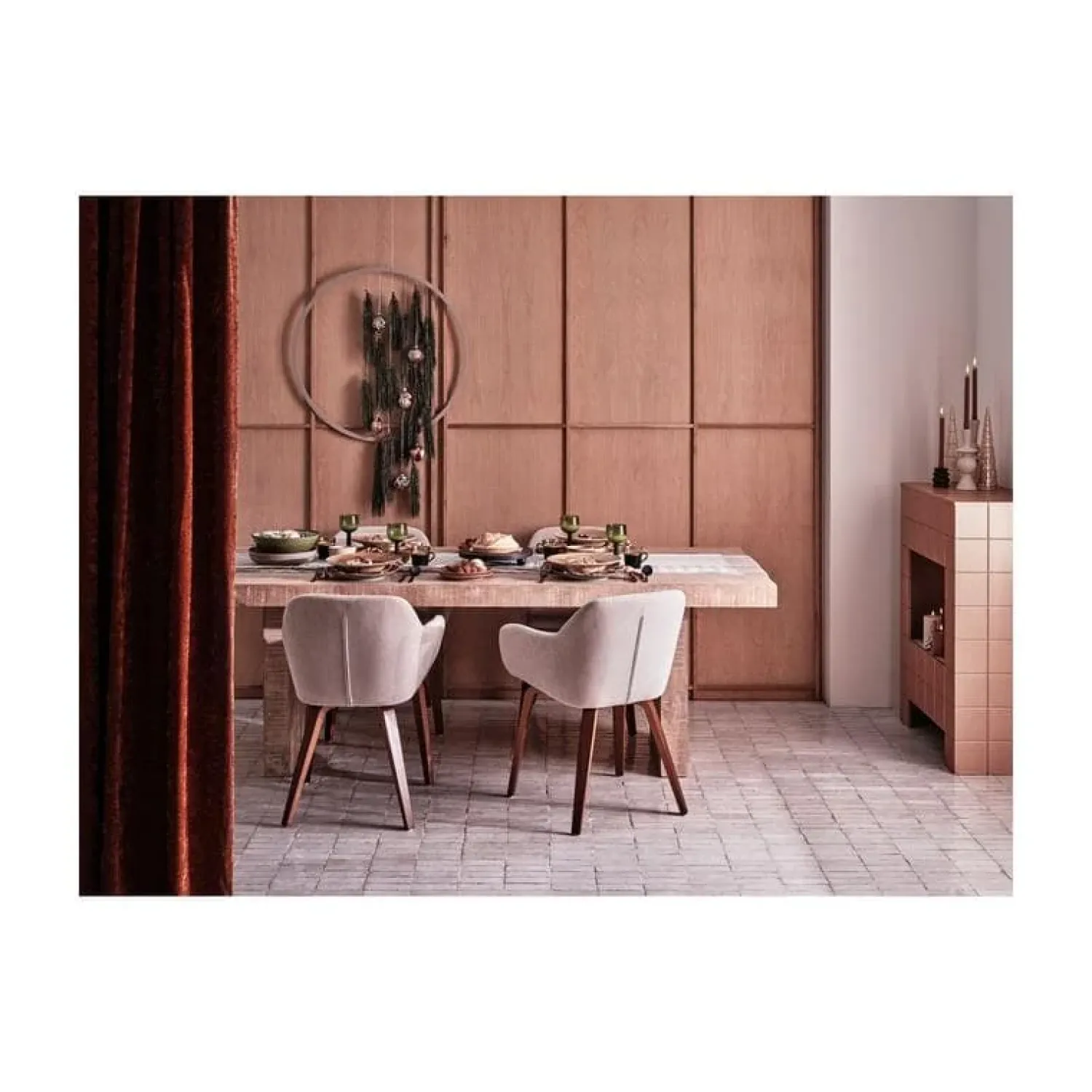 vtwonen Eetkamerstoelen|Base Eetkamerstoel velvet melange zand