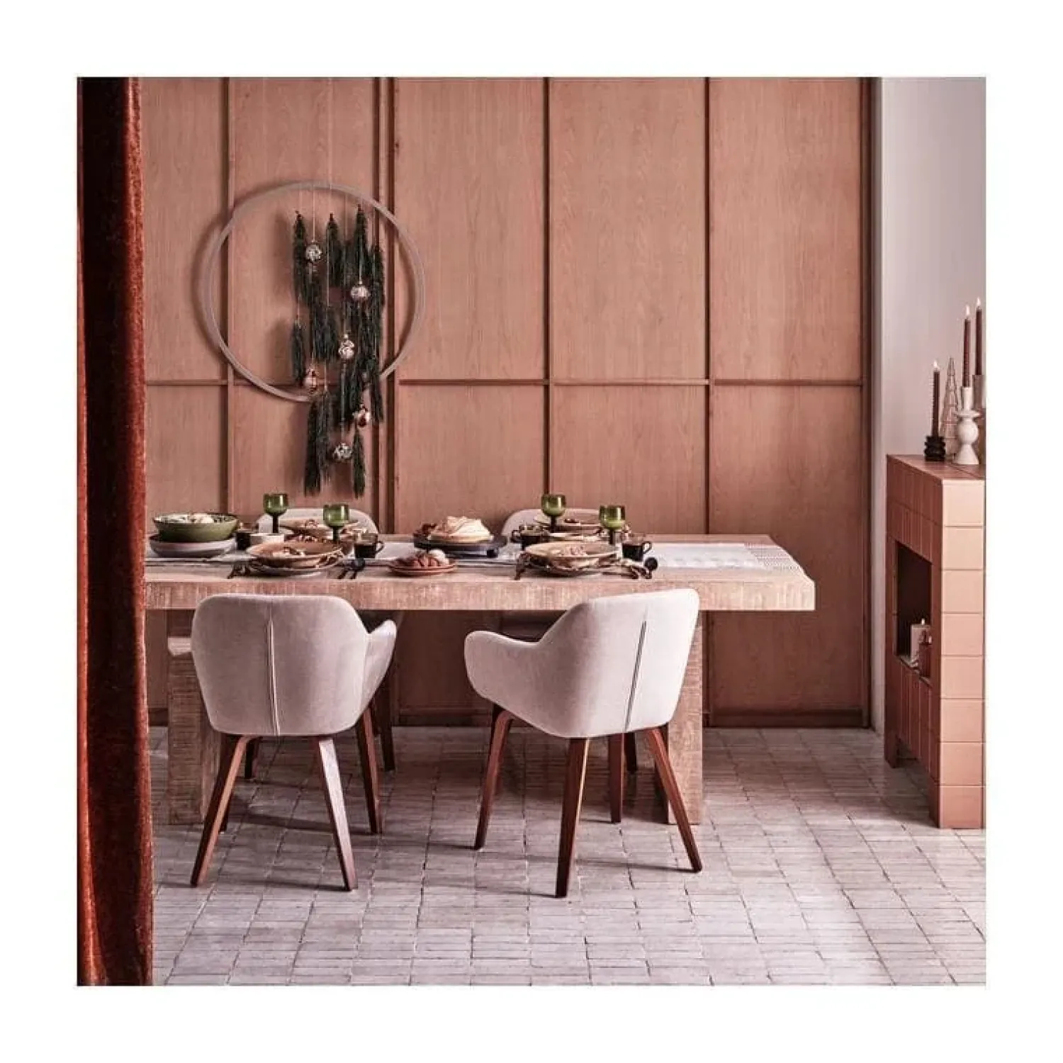 vtwonen Eetkamerstoelen|Base Eetkamerstoel velvet melange zand