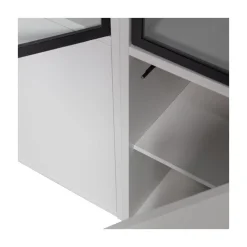 vtwonen Vitrinekasten|Industriele Kasten|Basic Vitrinekast 4-deurs grenen grijs 101cm