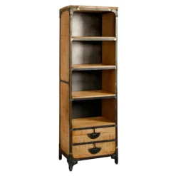 Tower living Boekenkasten|Industriele Kasten|Basto Boekenkast 2 lades mango naturel matt