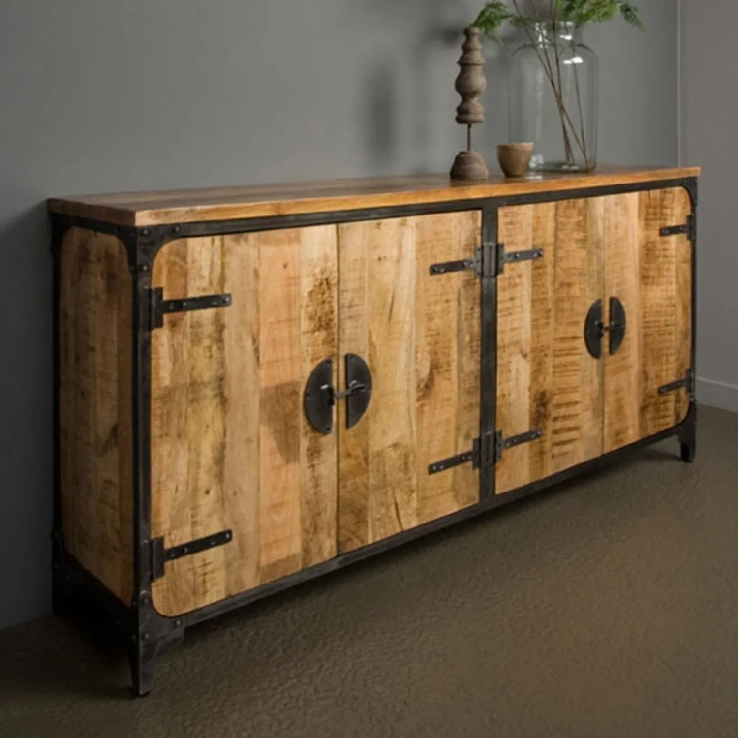 Tower living Dressoirs|Industriele Kasten|Basto Dressoir 4 drs mango naturel matt 180cm