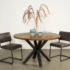 Tower living Eettafels|Basto Ronde Eettafel mango naturel matt 130x130cm