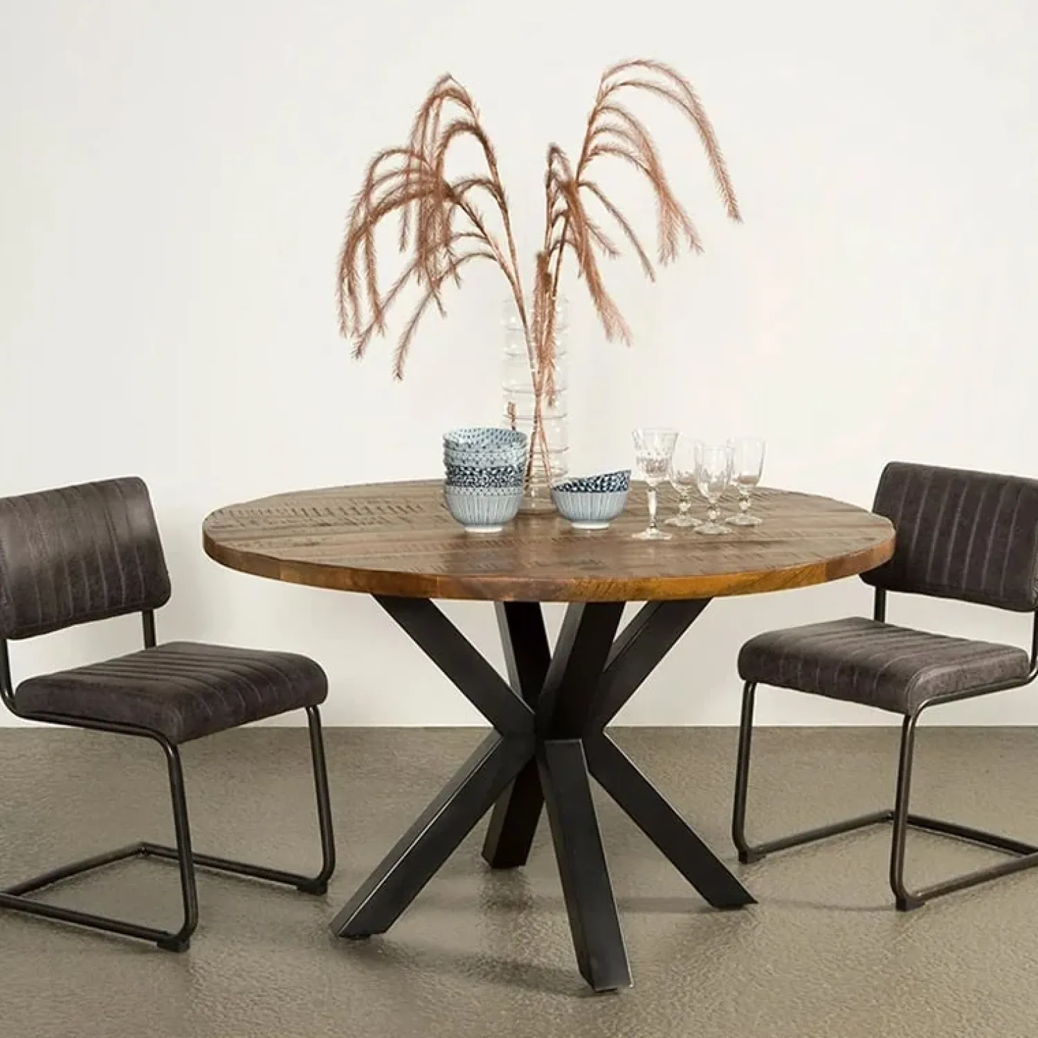 Tower living Eettafels|Basto Ronde Eettafel mango naturel matt 130x130cm