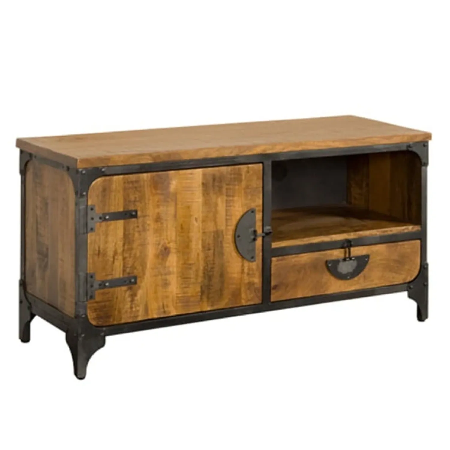Tower living Industriele Kasten|Tv Meubels|Basto TV meubel 1 dr 1 lade mango naturel matt 120cm