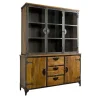 Tower living Vitrinekasten|Industriele Kasten|Basto Vitrinekast 5 drs 3 lades mango naturel matt 160cm