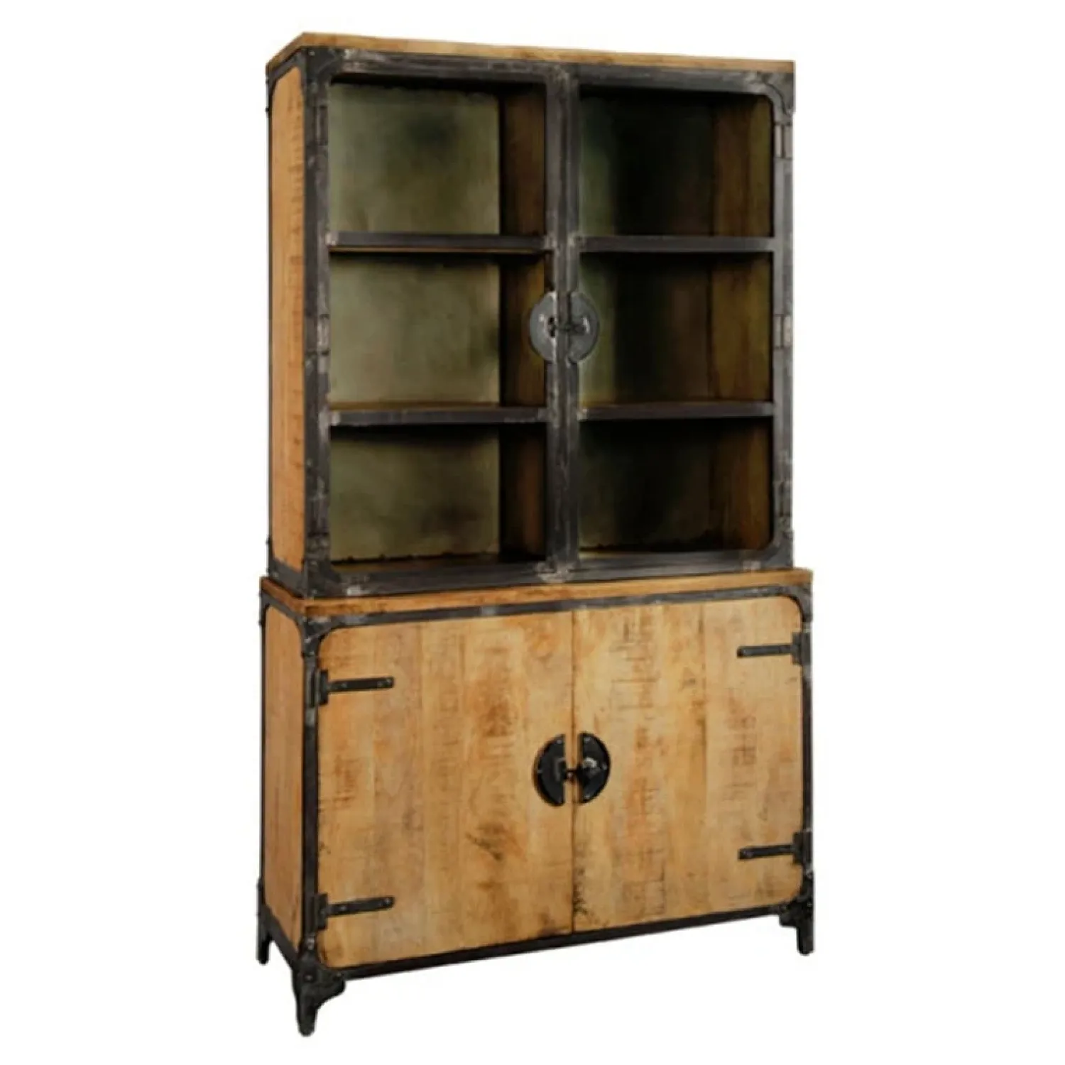 Tower living Vitrinekasten|Industriele Kasten|Basto Vitrinekast 4 drs mango naturel matt