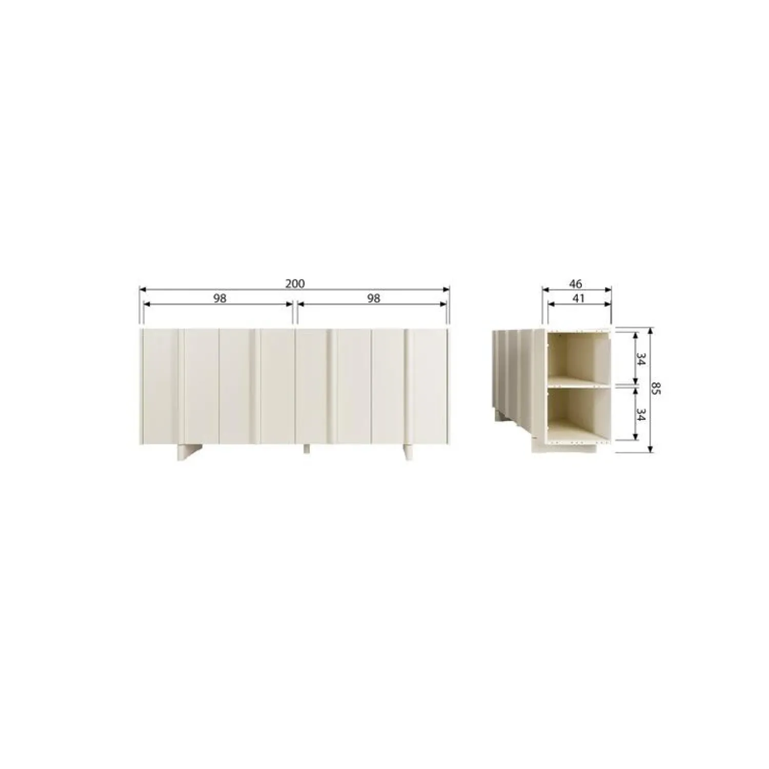 WOOOD Dressoirs|Industriele Kasten|Basu Dressoir grenen dust 200 cm