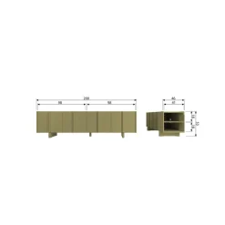WOOOD Industriele Kasten|Tv Meubels|Basu Tv meubel grenen moss 200 cm