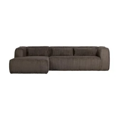 WOOOD Hoekbanken|Bean Hoekbank links ribstof taupe 305cm