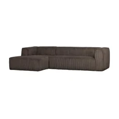 WOOOD Hoekbanken|Bean Hoekbank links ribstof taupe 305cm