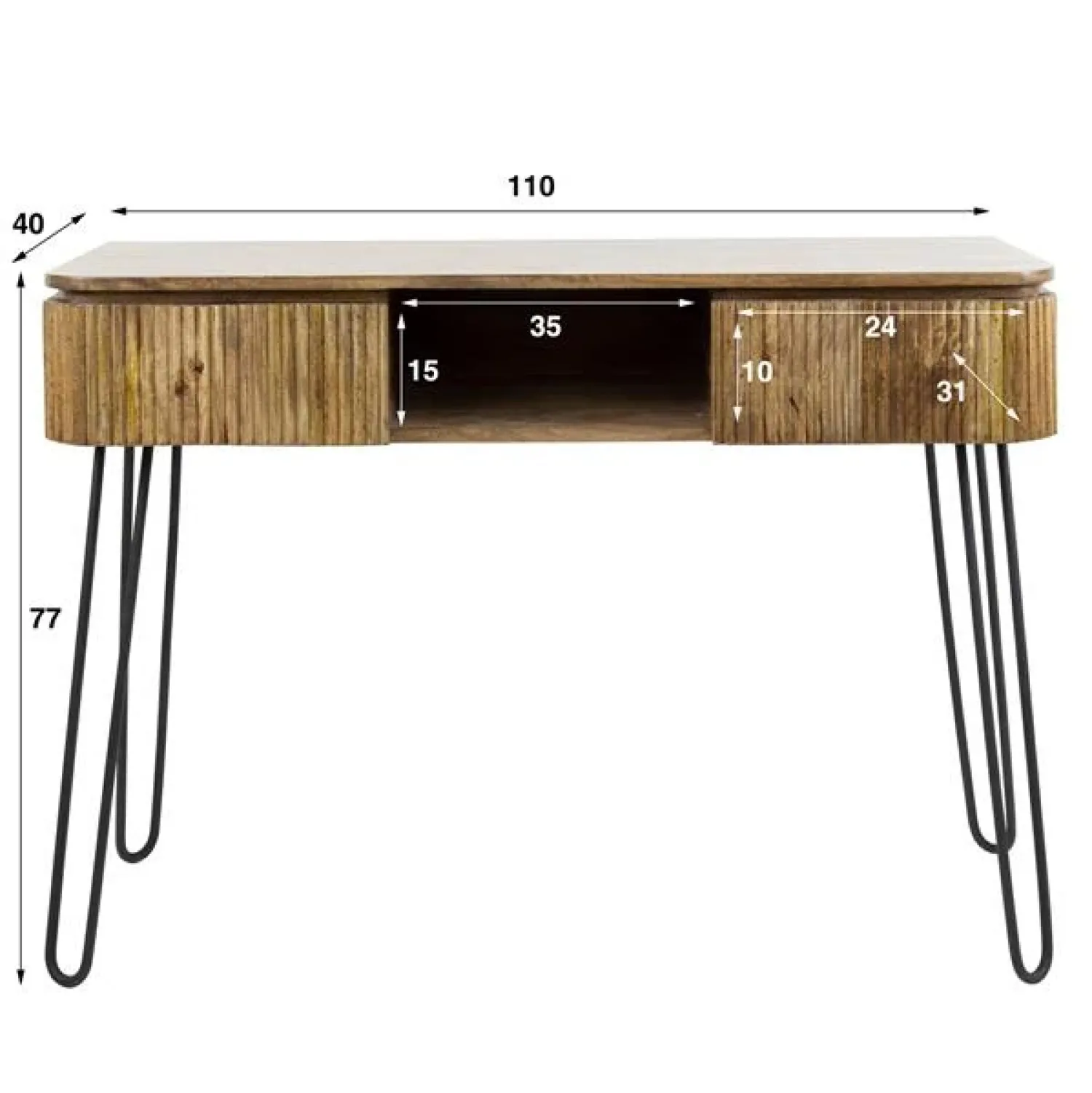 Kalfort Sidetables|Belisa kaptafel 2 lades mangohout 110cm