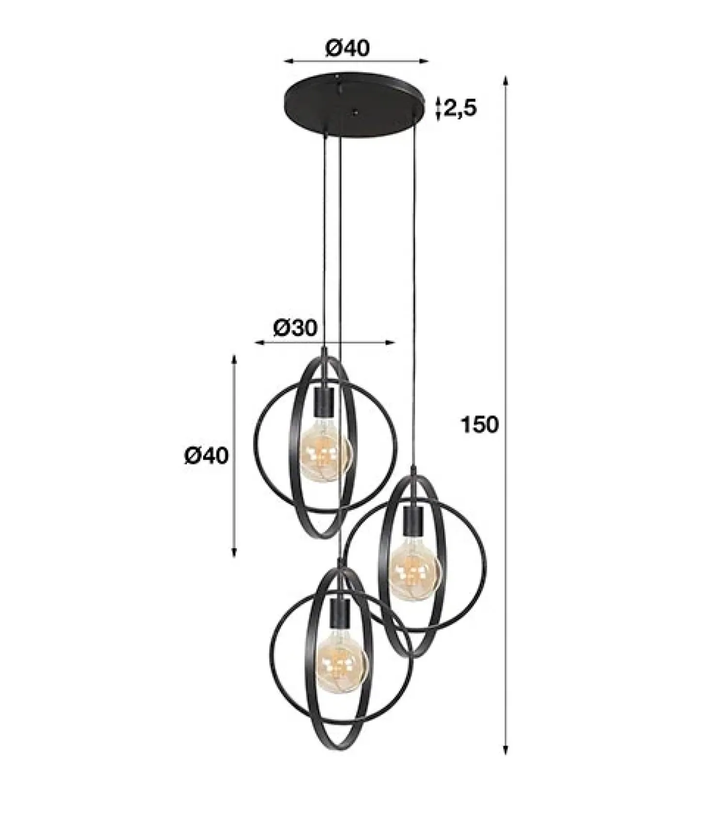 Kalfort Hanglampen|Bellamy 3-lichts hanglamp industrieel getrapt
