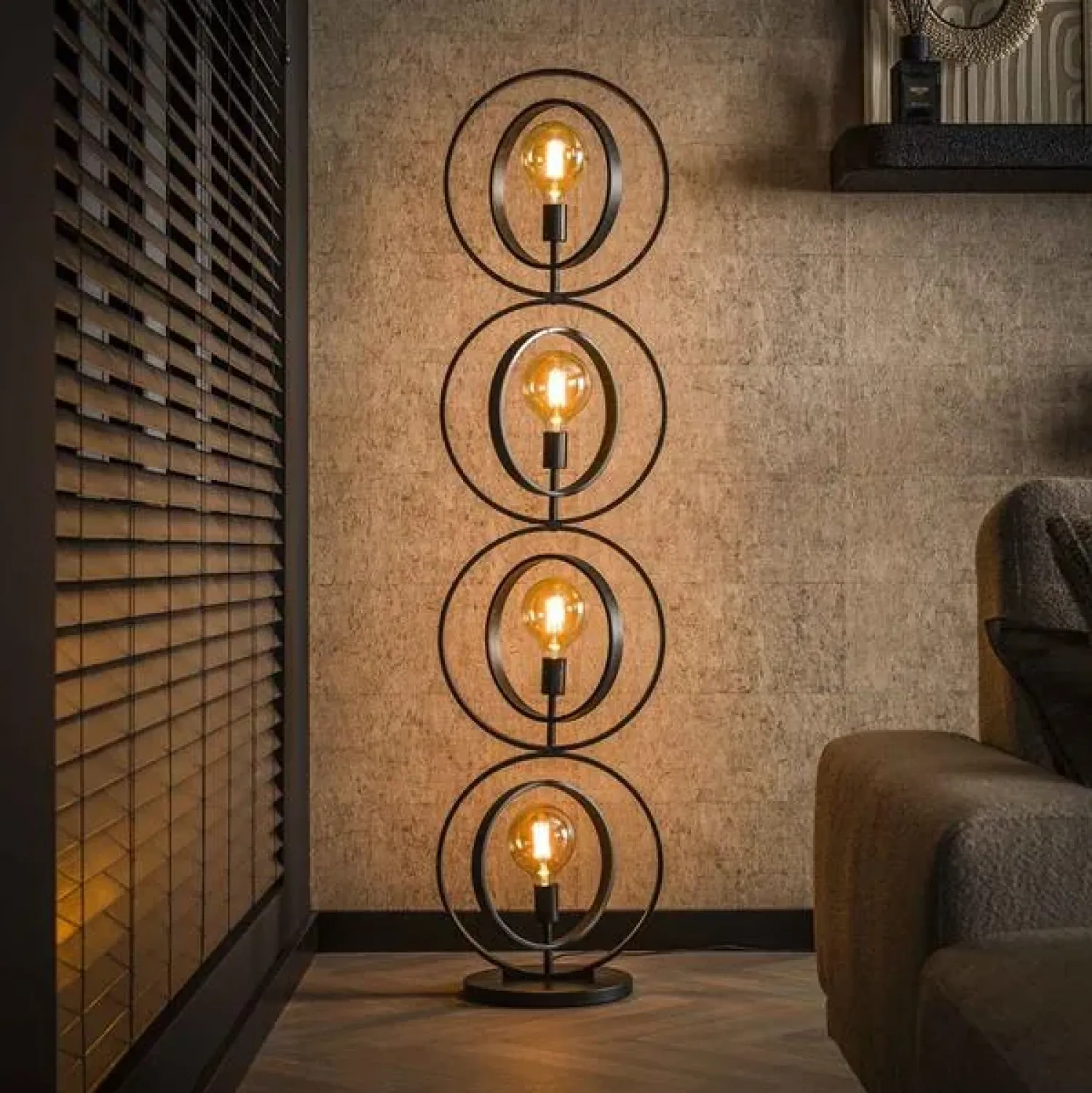 Kalfort Vloerlampen|Bellamy 4-lichts Vloerlamp industrieel