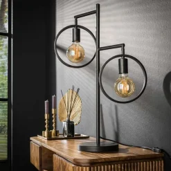 Kalfort Bureaulampen|Tafellampen|Bellivia Tafellamp 2-lichts Charcoal Zwart