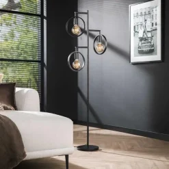 Kalfort Vloerlampen|Bellivia Vloerlamp 3-lichts Charcoal Zwart
