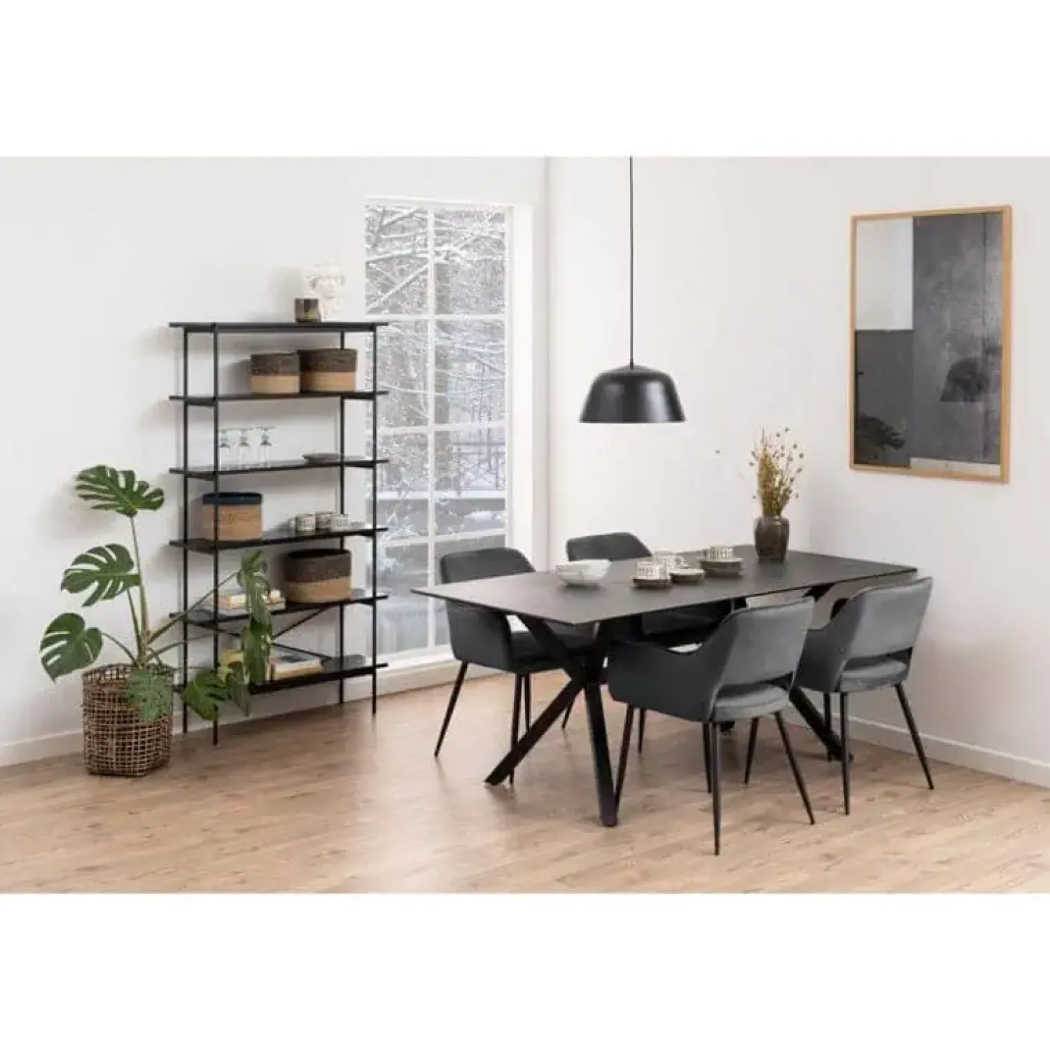 Nordhavn Boekenkasten|Industriele Kasten|Belvero open Boekenkast Zwart 94cm
