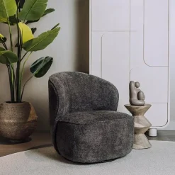 Tower living Fauteuils|Belvi Fauteuil Donkergrijs draaibaar