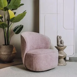 Tower living Fauteuils|Belvi Fauteuil Oud roze draaibaar