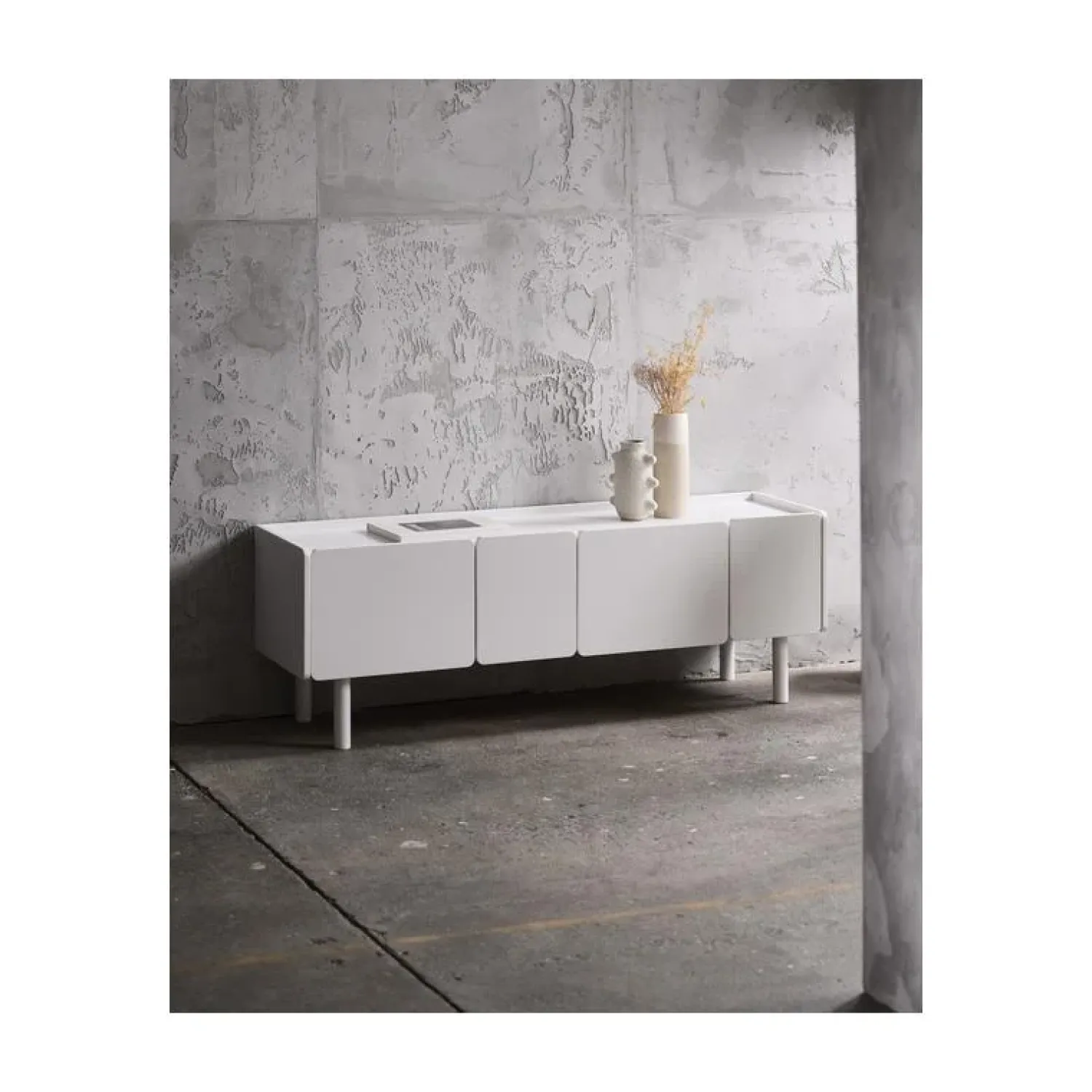 LykkeHome Industriele Kasten|Tv Meubels|Benny Tv meubel Wit 160cm