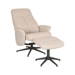 Label51 Fauteuils|Bergen Fauteuil Naturel Boucle incl. Hocker