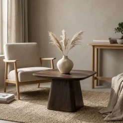 Eleonora Bijzettafels|Bijzettafel Aron vierkant 60×60 bruin