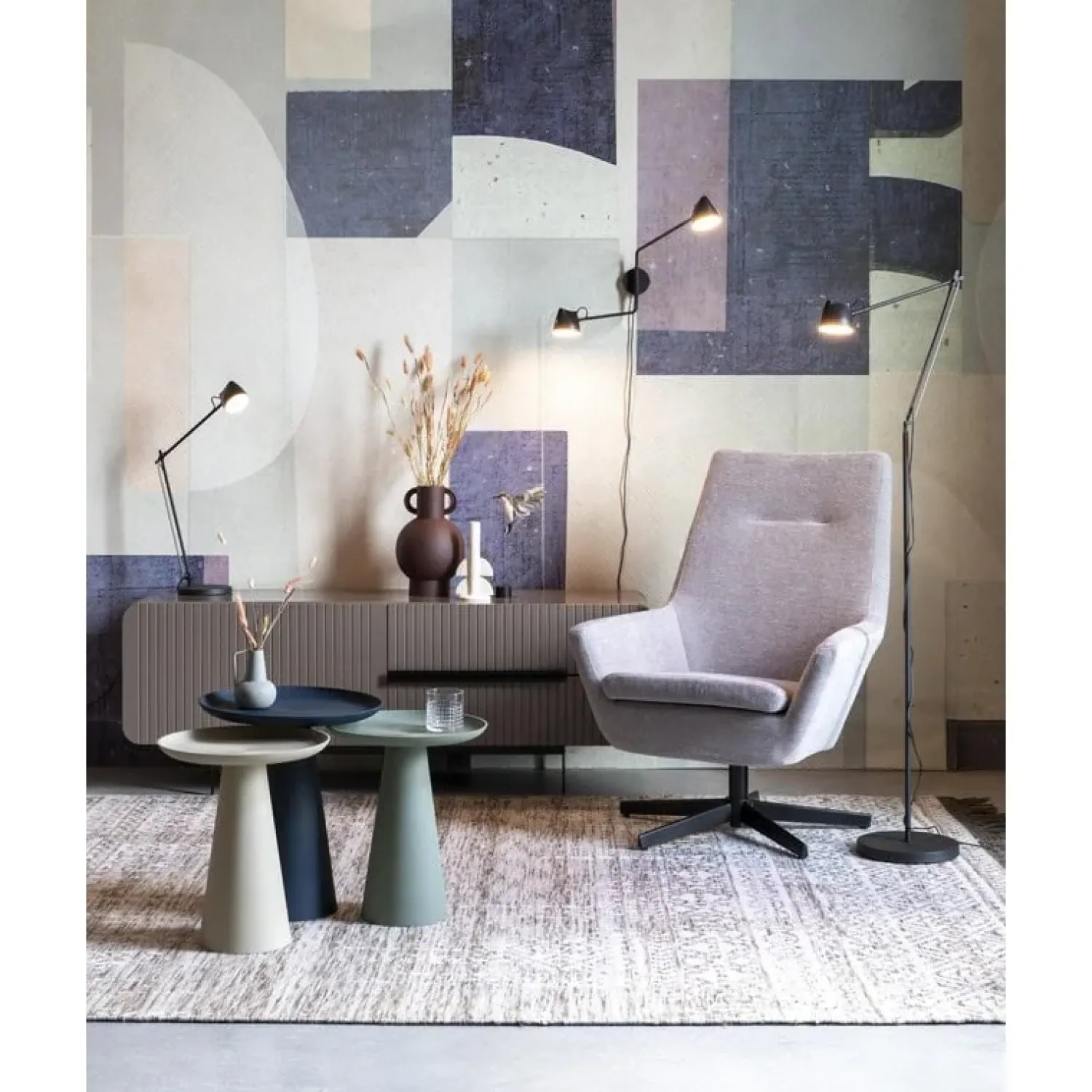 NORI Living Bijzettafels|Bijzettafel Ringar Groot Blauw 39cm