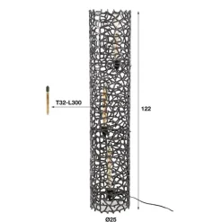 Kalfort Vloerlampen|Blaine 3-lichts Vloerlamp Zwart nikkel XL