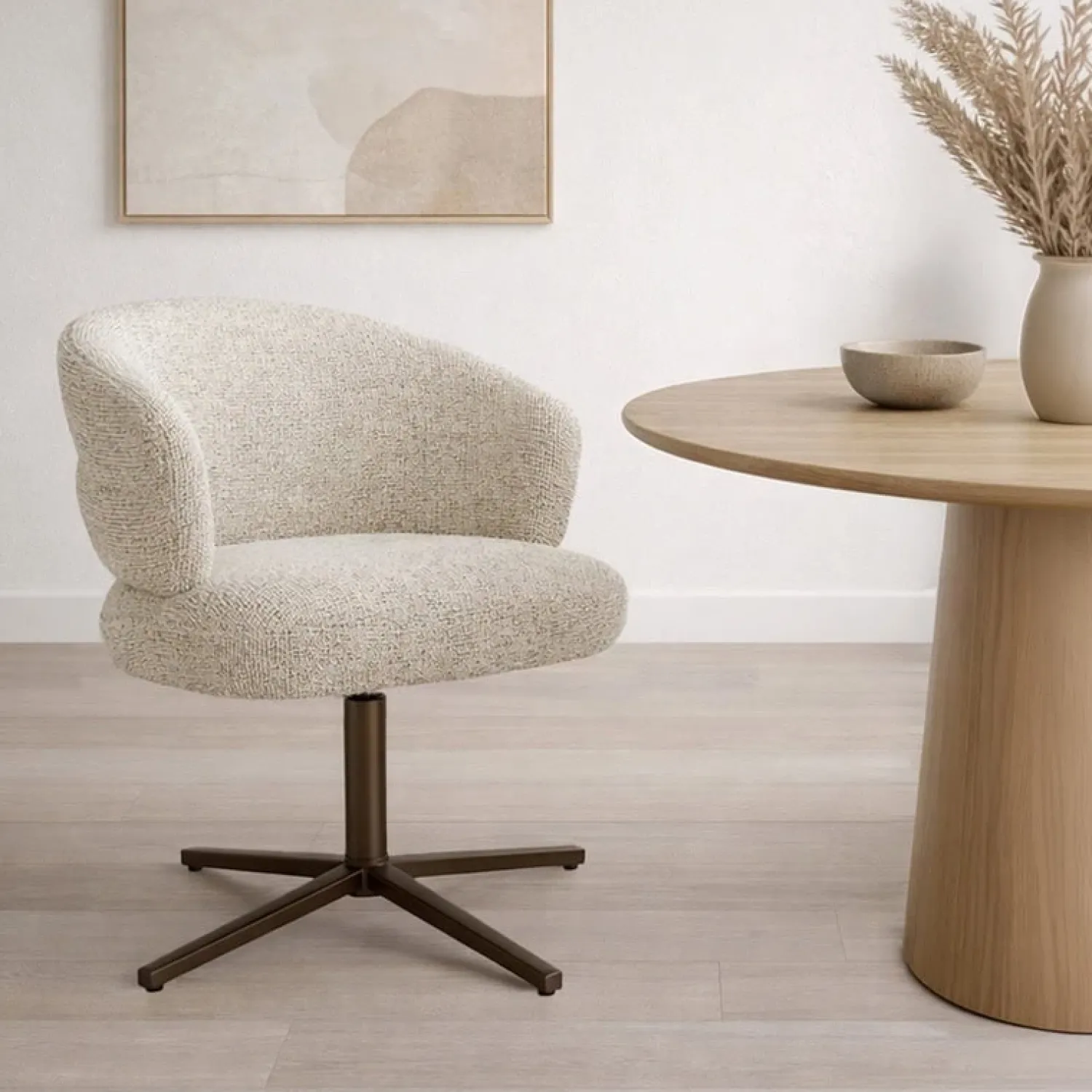Livingfurn Eetkamerstoelen|Fauteuils|Blake Eetkamerfauteuil Beige