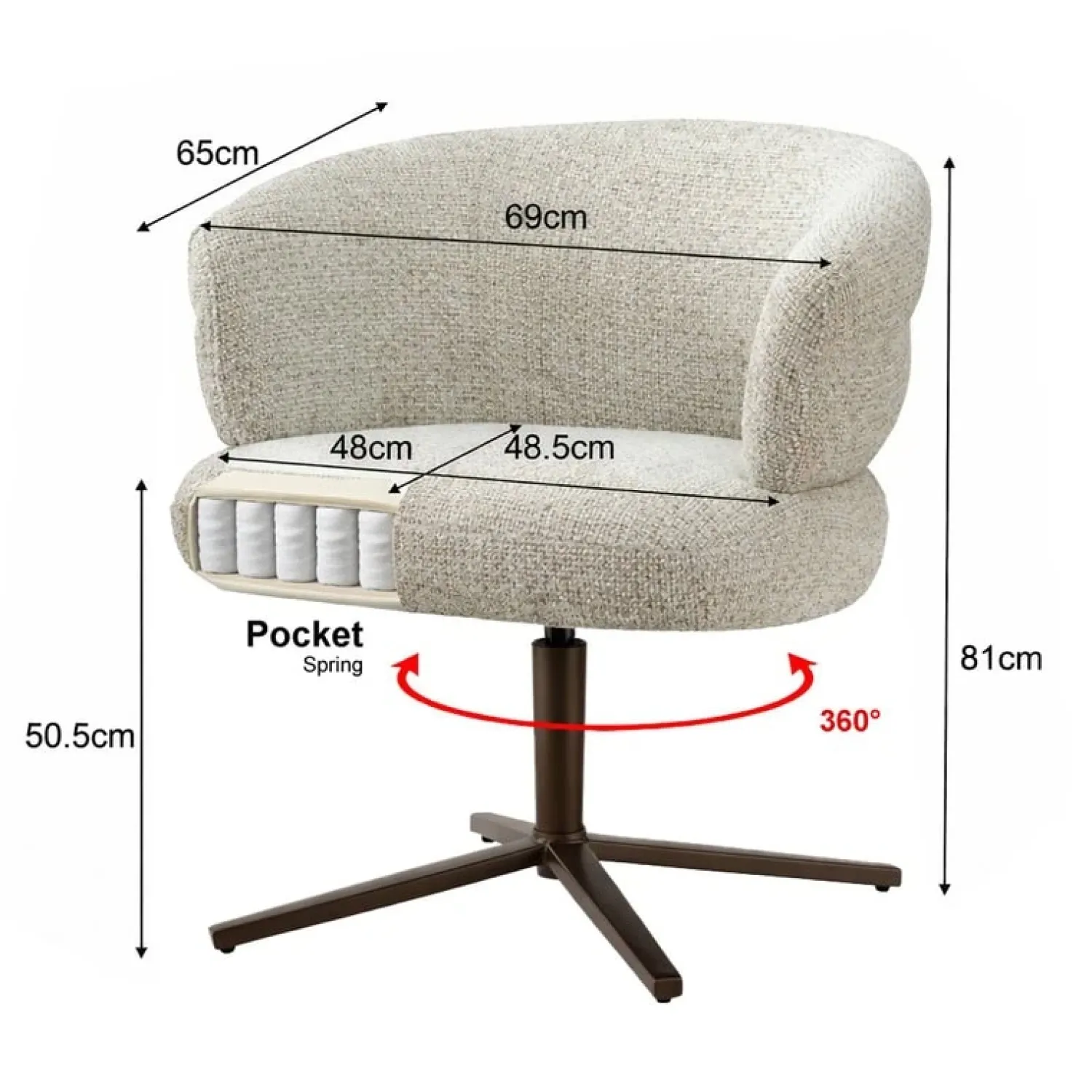 Livingfurn Eetkamerstoelen|Fauteuils|Blake Eetkamerfauteuil Beige