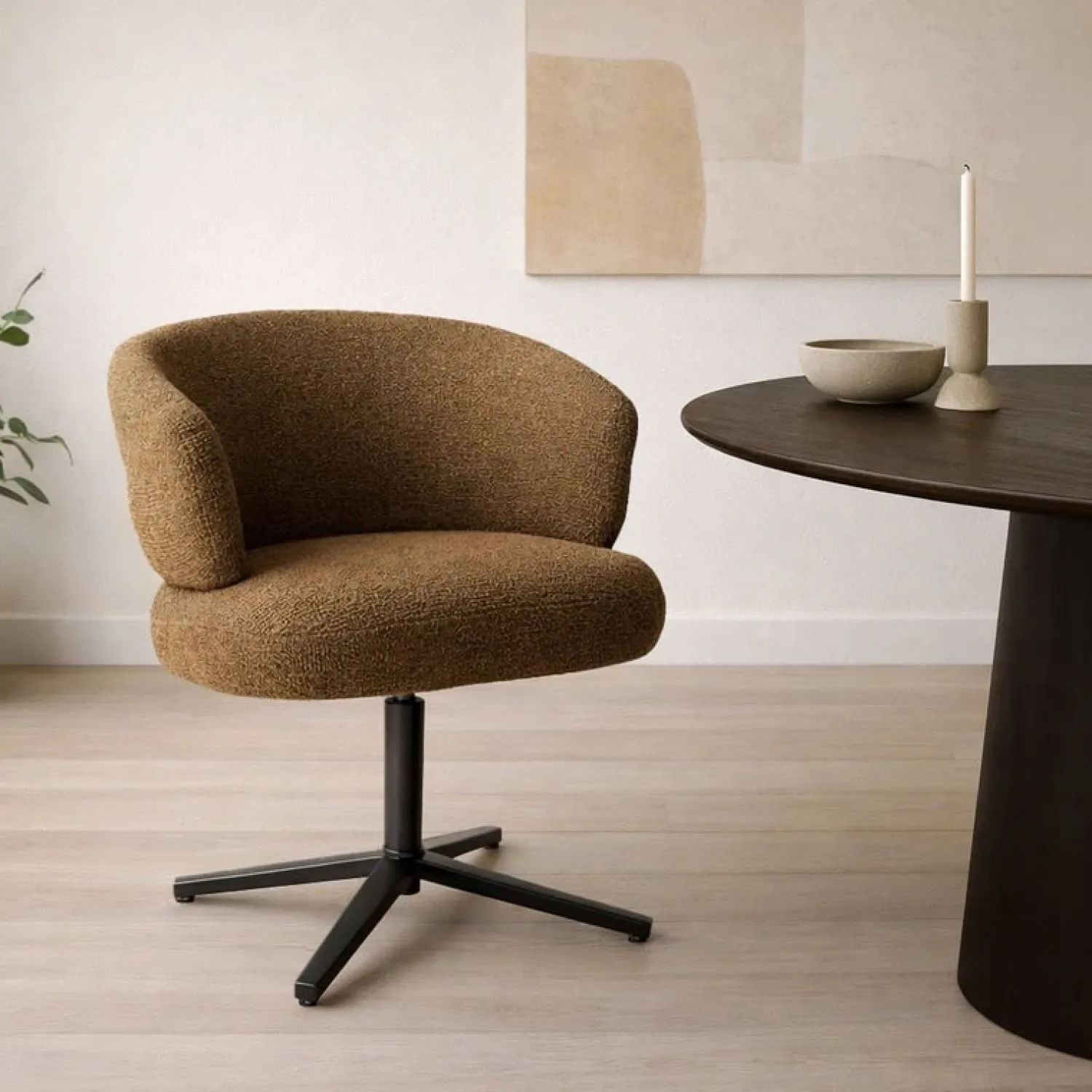 Livingfurn Eetkamerstoelen|Fauteuils|Blake Eetkamerfauteuil Caramel