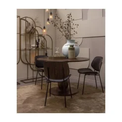WOOOD Eettafels|Blanco ronde Eettafel mangohout walnoot 120cm