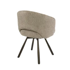 Kalfort Eetkamerstoelen|Boca Armstoel Draaibaar Bouclé Zand-bruin