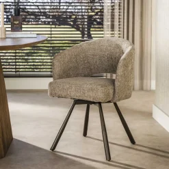 Kalfort Eetkamerstoelen|Boca Cross Armstoel Draaibaar Cargo Zand-bruin