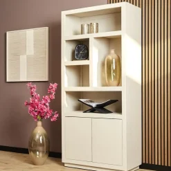 Furndea Vakkenkasten|Boekenkasten|Boekenkast Dortmund mangohout zand 5 vakken 90cm