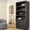 Furndea Boekenkasten|Industriele Kasten|Boekenkast Dortmund mangohout zwart 4 vakken 90cm