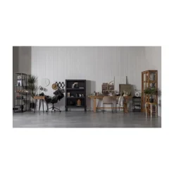 WOOOD Boekenkasten|Industriele Kasten|Bonk Open kast grenen zwart 107cm