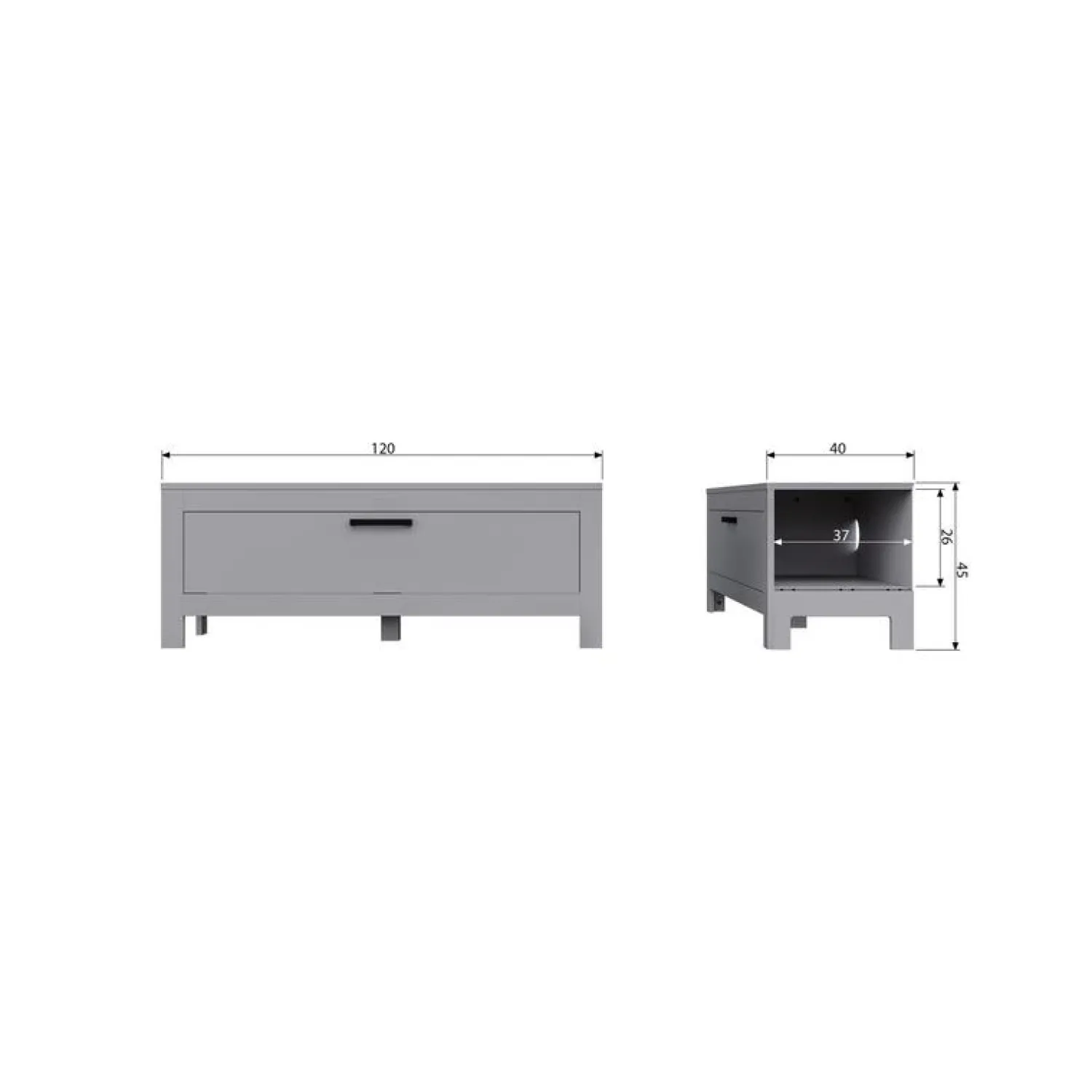 WOOOD Industriele Kasten|Tv Meubels|Bonk Tv meubel grenen grijs 120cm