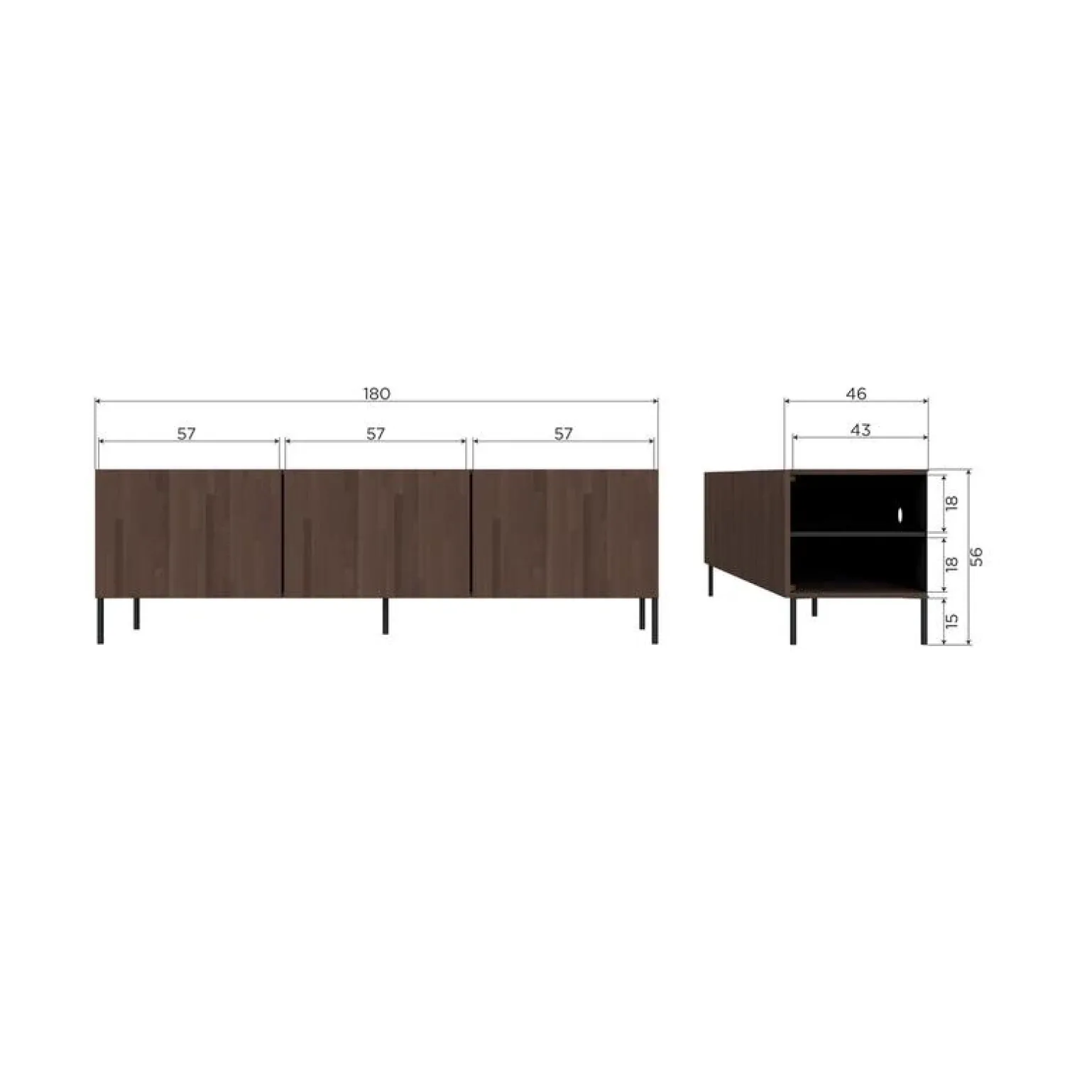 WOOOD Industriele Kasten|Tv Meubels|Bono Gravure Tv meubel essenhout bruin 180cm